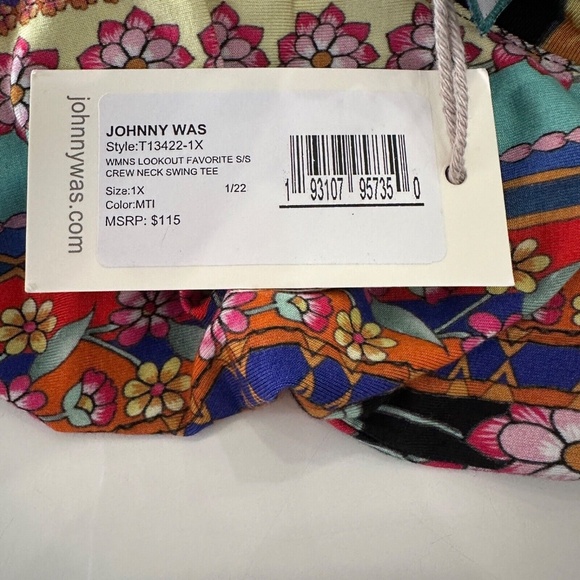 NWT $115 Johnny Was Lookout Favorite Short Sleeve Crewneck Swing Tee Size 1X - Picture 9 of 9